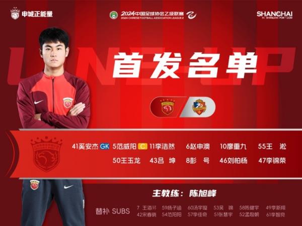 今日首发——中乙联赛第2轮，上海海港B队vs湖南湘涛